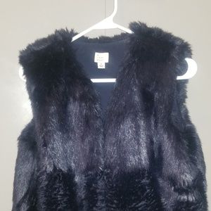 Navy Fur Vest